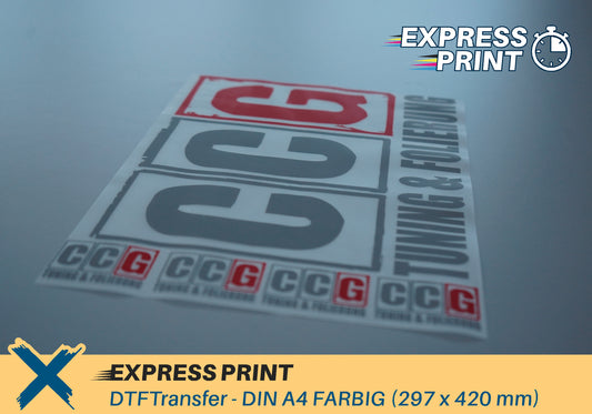 DTFTransfer - EXPRESS DIN A4 WEISS/FARBIG (210 x 297 mm)